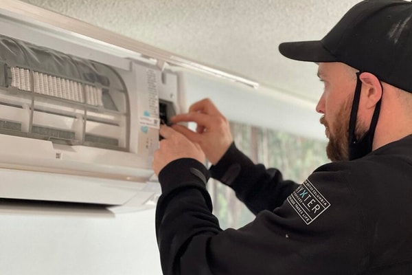 Ductless Mini Split AC Installation - wall mounted indoor heat pump unit
